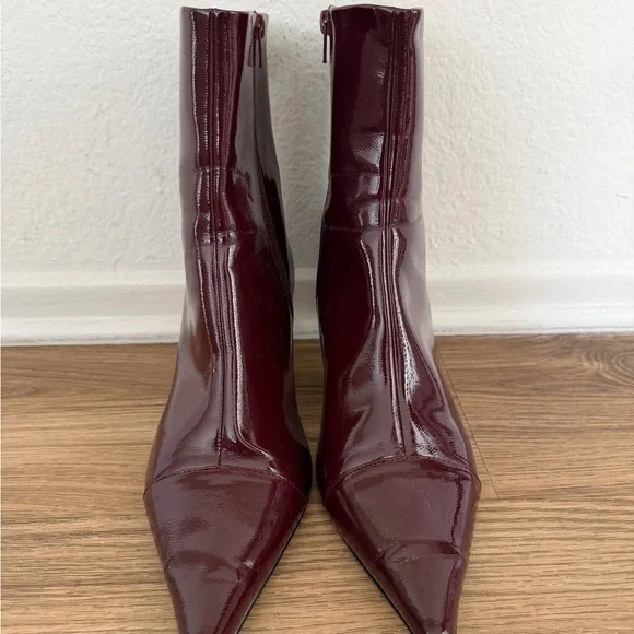 ASOS Curve Glossy Maroon Heeled Boots - Picture 2 of 3
